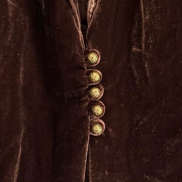 Edward Brown Velvet Jacket Women's XL Shirred Whimsigoth Victorian Puff Sleeve - Picture 4 of 11